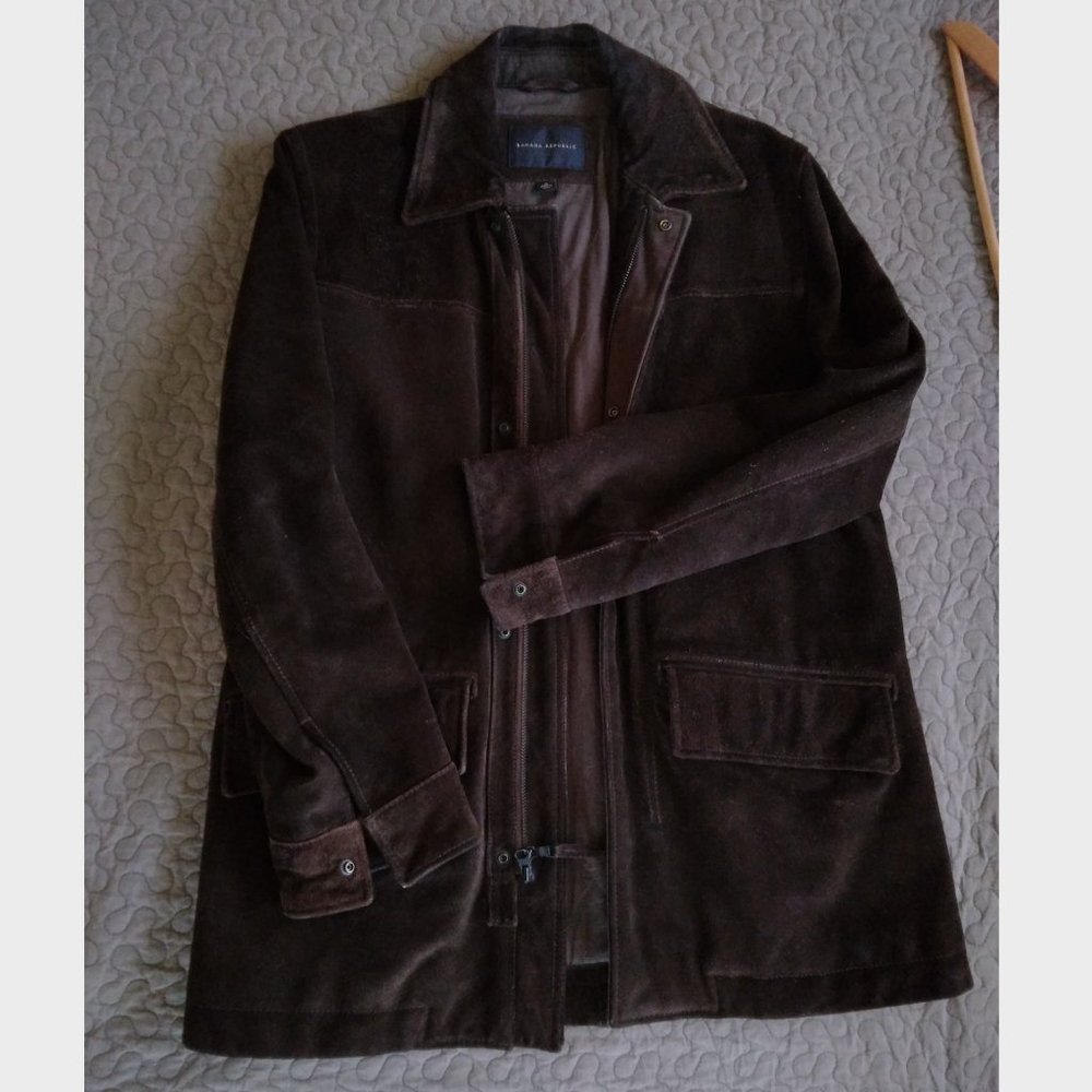 Genuine leather suede warm winter jacket